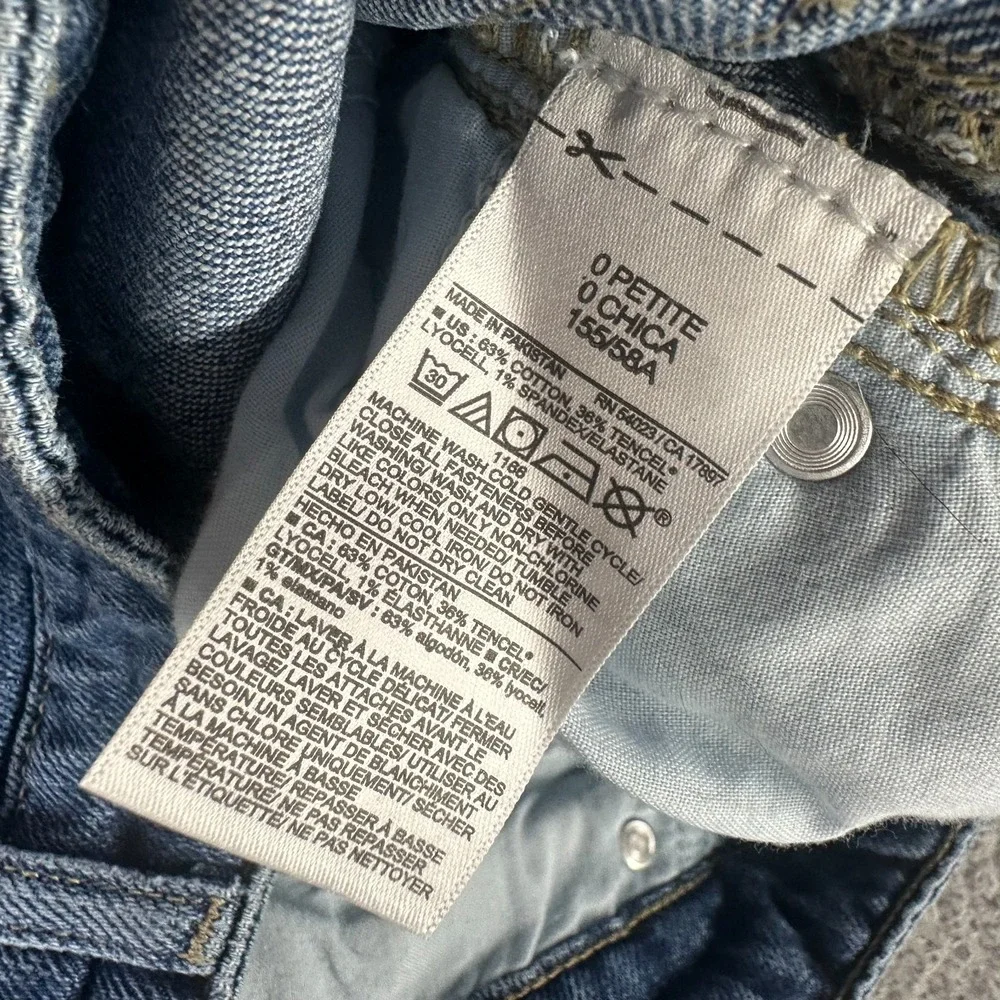 Old Navy Drapey Jeans Women's 0P Blue Cotton Denim Wide-Leg Workwear Stretch